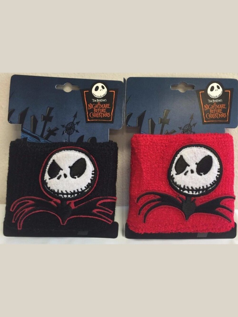 Nightmare Before Christmas Black Red Wristband Jack Skellington Sweatband Qty 2